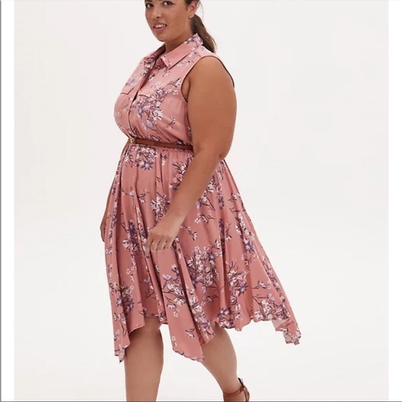 torrid | Dresses | Torrid Dusty Pink Floral Button Down Midi Challis ...